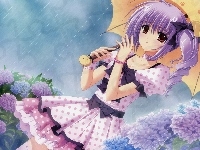 Kwiaty, Parasol, Dziewczynka