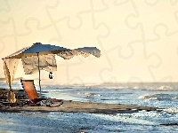 Parasol, Morze, Leżak, Wakacje