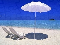Parasol, Wakacje, Plaża, Leżaki, Ocean