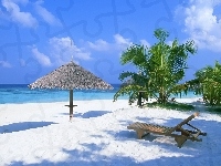 Parasol, Wakacje, Plaża, Morze, Leżak