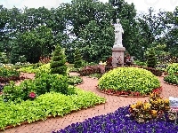 Klomby, Park, Posąg