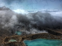 Jeziora, Park Narodowy Tongariro, Góry, Nowa Zelandia