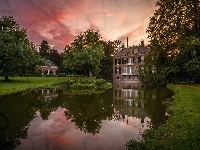 Prowincja Geldria, Dom, Staw, Park Zypendaal, Holandia, Arnhem, Muzeum domu rodziny Bransten - Huis Zypendaal