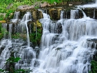 Rośliny, Skały, Nowy Jork, Wodospad, Kamienie, Chittenango Falls State Park