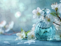 Kwiaty, Flakon, Kompozycja, Perfumy, Gałęzie, Białe
