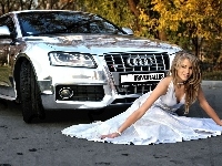 Piękna, Audi S5, Chrom, Kobieta