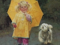 Pies, Dziewczynka, Parasol, Donald Zolan