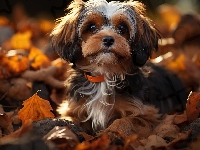 Liście, Yorkshire terrier, Pies