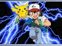 Ash, Pikachu, pioruny