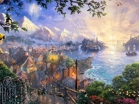 Pinokio, Thomas Kinkade, Disney, Wyspa