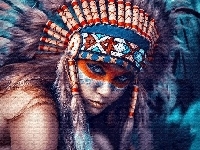 Pióropusz, Dziewczyna, Indianka, Tekstura