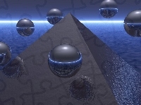 piramida, 3D, Wektorowa, woda