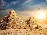 Piramidy, Ptak, Egipt, Giza, Piramida Cheopsa