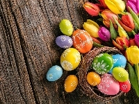 Pisanki, Kompozycja, Wielkanoc, Tulipany