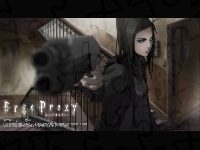 pistolet, kobieta, Ergo Proxy, schody, drzwi