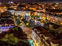 Portugalia, Plac Rossio, Lizbona, Noc
