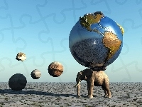 Planety, 3D, Niebo, Słoń, Ziemia