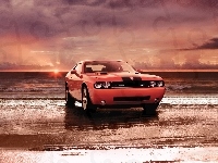 Plaża, Dodge Challenger, Morze