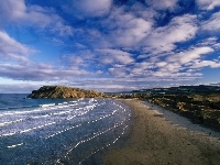 Morze, Plaża, Chmury