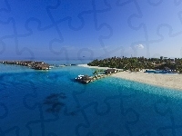 Na, Plaża, Malediwy, Ocean, Domy, Palach, Wyspa