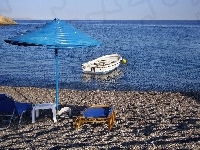 Plaża, Morze, Łódka, Parasol