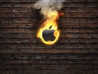 Płomienie, Apple, Logo, Deski