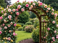 Róże, Ogród, Pergola, Pnące