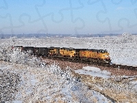 Pociąg, Zima, Śnieg, Towarowy