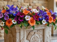 Kamienne, Kolorowe, Kwiaty, Podium