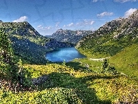 Polana, Góry, Jezioro, Ścieżka