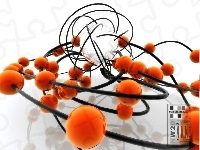 pomarańczowe, 3D, Wektorowa, orbity