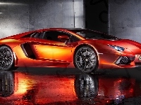 Lamborghini, Pomarańczowy, Aventador