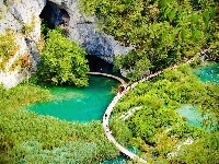 Pomost, Plitvice, Ludzie, Woda, Park