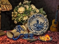 Porcelana, Bukiet, Róż, Dekoracja