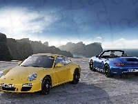 Porsche, GTS, Żołty, Niebieski, Carrera