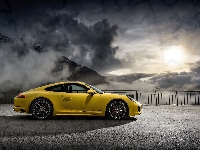 Żółty, Porsche, Samochód, Carrera, 911