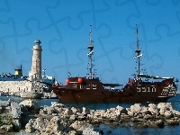 Statek, Port, Galera, Kreta, Retymnon