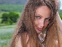 Portret, Kobieta, Blondynka, Spojrzenie