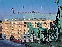 Brandenburskiej, Hotel, Z Bramy, Świt, Widok, Adlon, Posąg