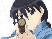 postać, Azumanga Daioh, twarz, pistolet