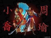 mężczyzna, postać, katana, Dynasty Warriors 4, kobieta, wachlarz