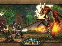 fantasy, postacie, World Of Warcraft, smok, grafika, walka