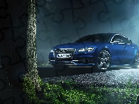 Niebieski, Audi, S7, Poświata
