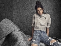 Potargane, Bluzka, Kendall Jenner, Modelka, Jeansy