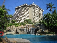 Basen, Hotel, Acapulco, Princess, Ogród, Kaskada