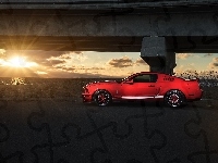 Promienie, Czerwony, Ford Mustang GT500, Słońce
