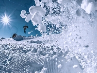 Zima, Promienie, Śnieg, Snowbording, Słońca