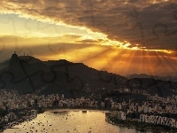 Zachód, Promienie, Rio de Janeiro, Brazylia, Słońca