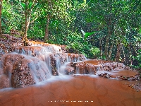 Prowincja Tak, Drzewa, Las, Skały, Tajlandia, Wodospad Pha Wai