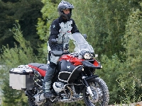 Motocyklista, Motocykl, BMW R1200 GS, Las